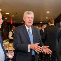 President Haas speaks with small group of alumni